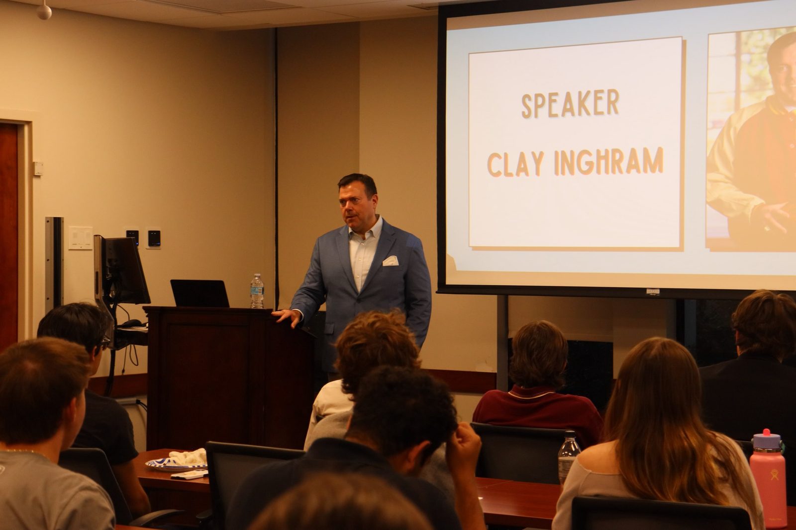 State Representative Clay Ingram speaking to College Republicans at FSU
